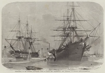 Reshipment of the Atlantic Telegraph Cable on Board the Agamemnon, and Niagara in Keyham Basin
